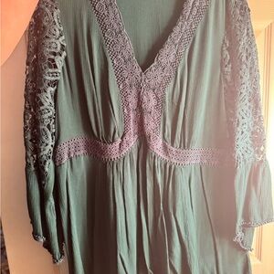 Torrid Green Bell Sleeve Lace Blouse